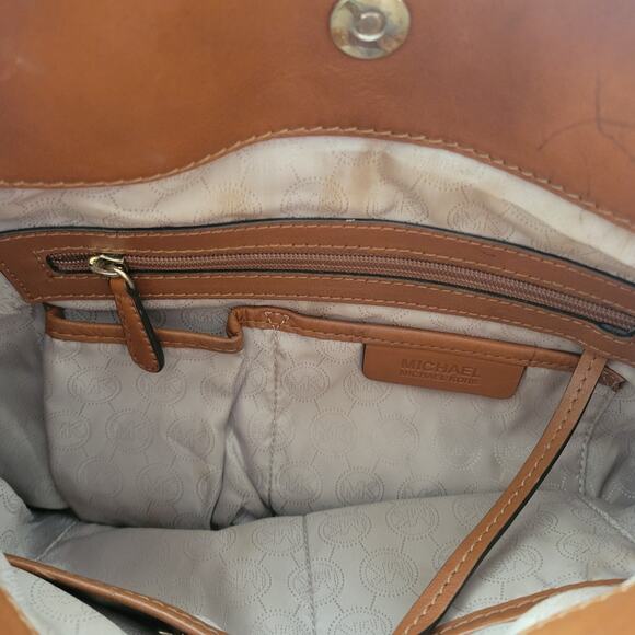 Michael Kors Signature Shoulder Bag Brown with Gold Trim Striking Large - Picture 8 of 13